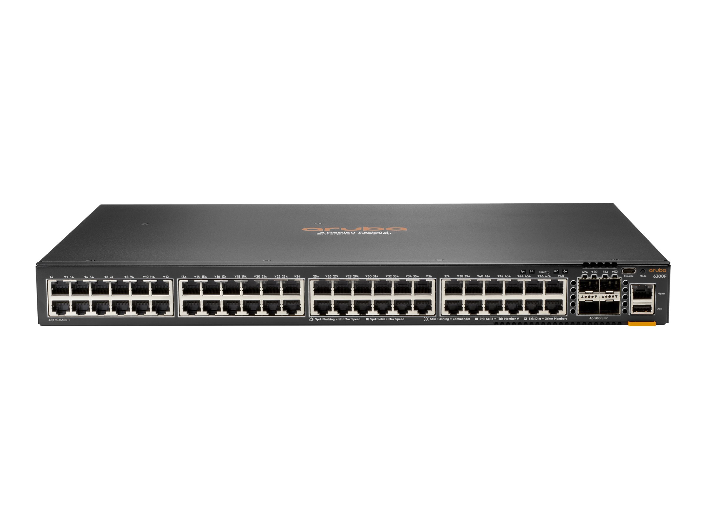 HPE Aruba 6300F - Switch - L3 - managed - 48 x 10/100/1000 + 4 x 1 Gigabit / 10 Gigabit / 25 Gigabit / 50 Gigabit SFP56 (Uplink / Stacking) HPE Aruba 6300F - Switch - L3 - managed - 48 x 10/100/1000 + 4 x 1 Gigabit / 10 Gigabit / 25 Gigabit / 50 Gigabit SFP56 (Uplink / Stacking)