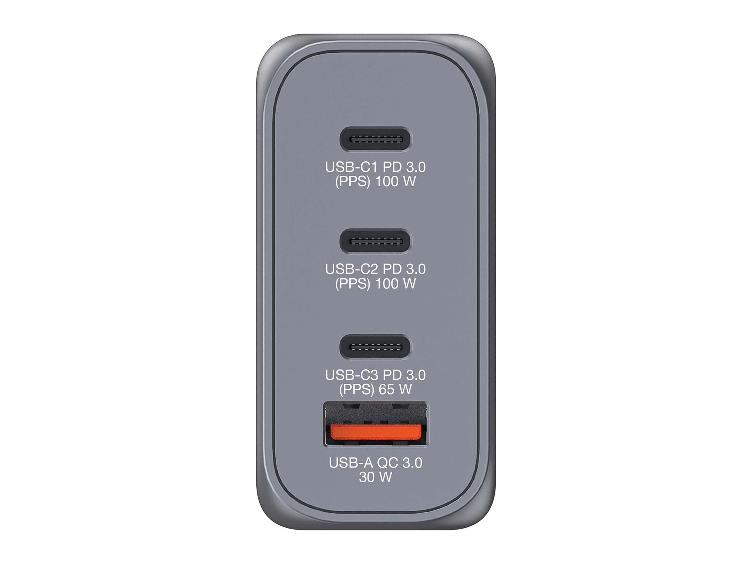 Verbatim Netzteil - GaN - 100 Watt - 5 A - PD 3.0, PD/PPS, QC 3.0 - 4 Ausgabeanschlussstellen (3 x USB-C, USB)