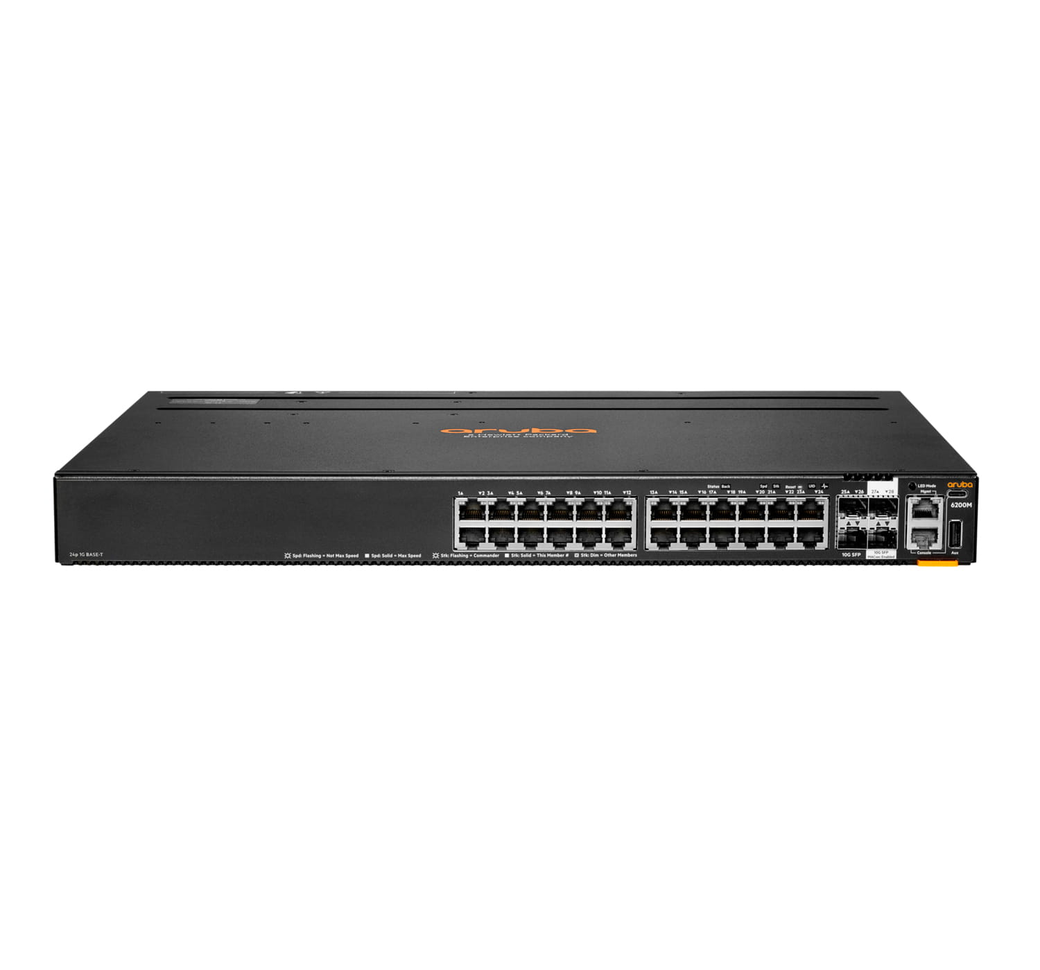 HPE Aruba 6200M 24G 4SFP+ Switch - Switch - max. Stapelentfernung 10 km - L3 - managed - 24 x 10/100/1000 + 4 x 1 Gigabit / 10 Gigabit SFP+ (Uplink / Stacking)