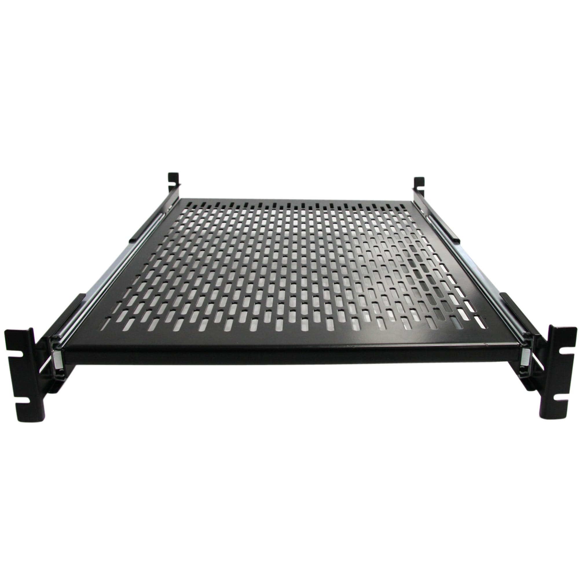 StarTech.com 2HE ausziehbarer Rack-Fachboden belüftet - 22.7kg - 19 Serverschrank Rack-Shelf - Schwarz - Rack - Regal - 1U - 48.3 cm (19")