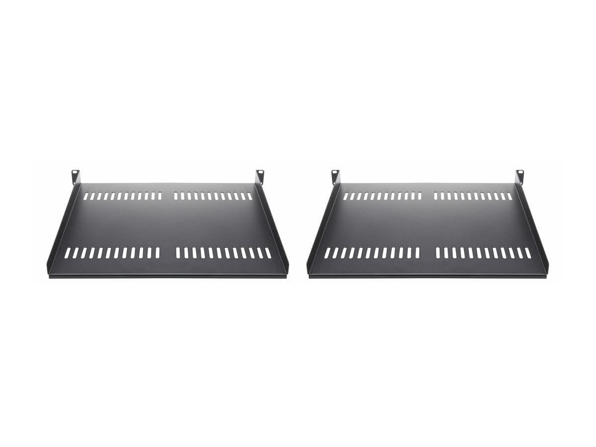 StarTech.com 2-Pack 1U Server Rack Shelf, Vented, 44lb Capacity, 16" Deep (CABSHELF116V2PK)