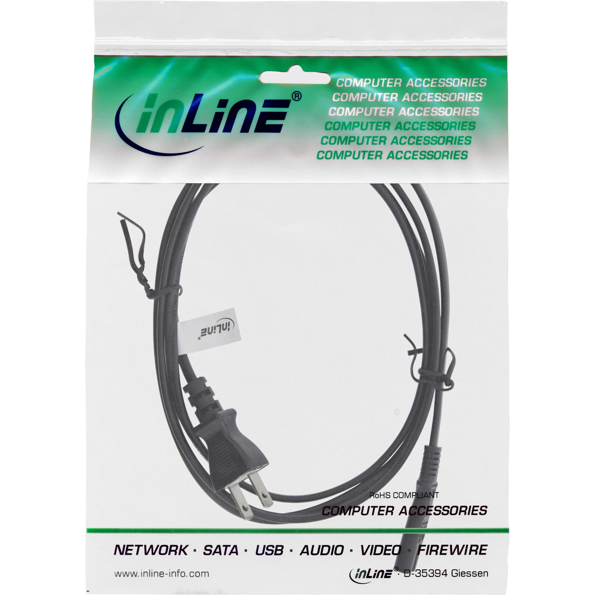 InLine Netzkabel - Netzstecker Japan auf Euro 8 C7 Stecker - schwarz - 1,8m