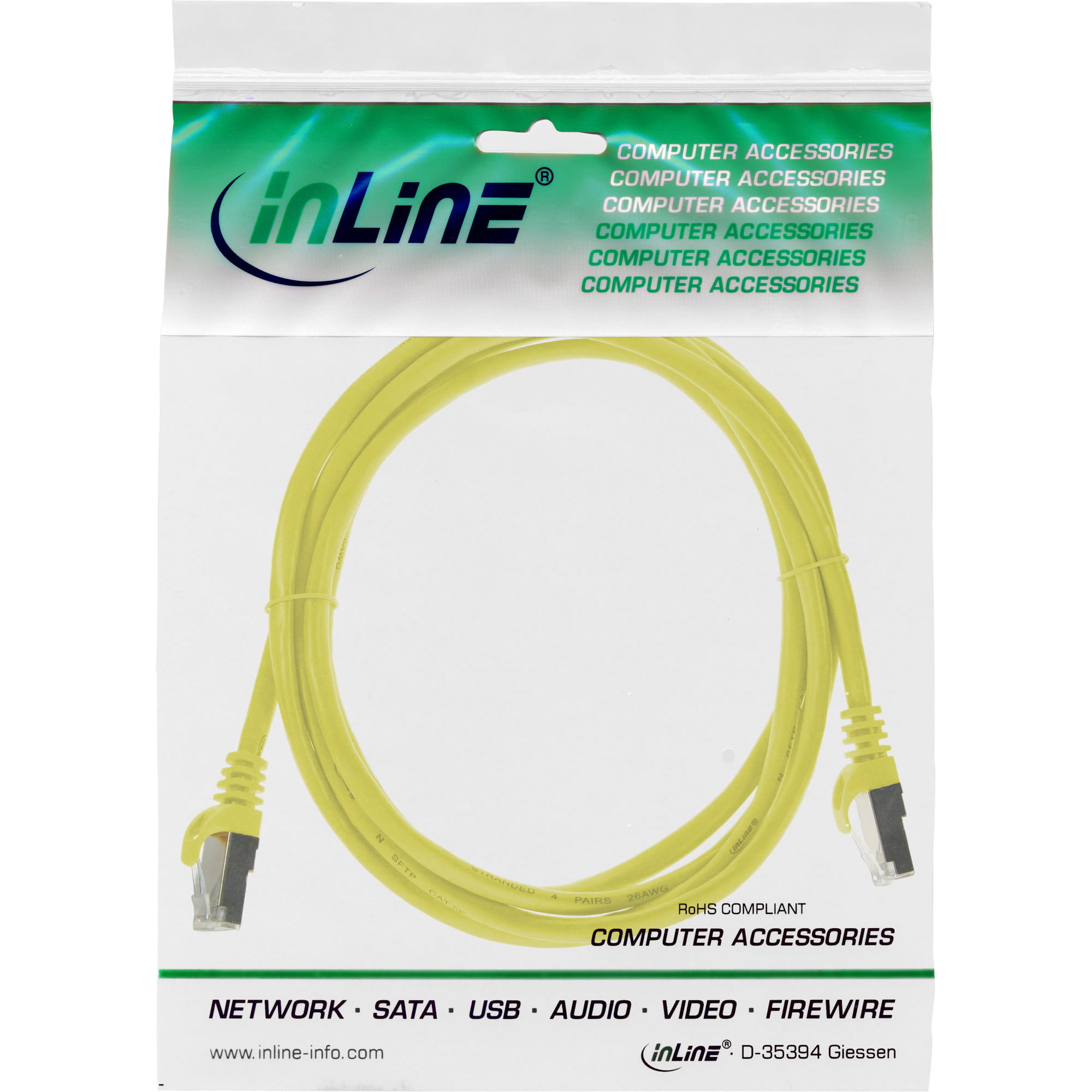 InLine Patchkabel - F/UTP - Cat.5e - gelb - 1m