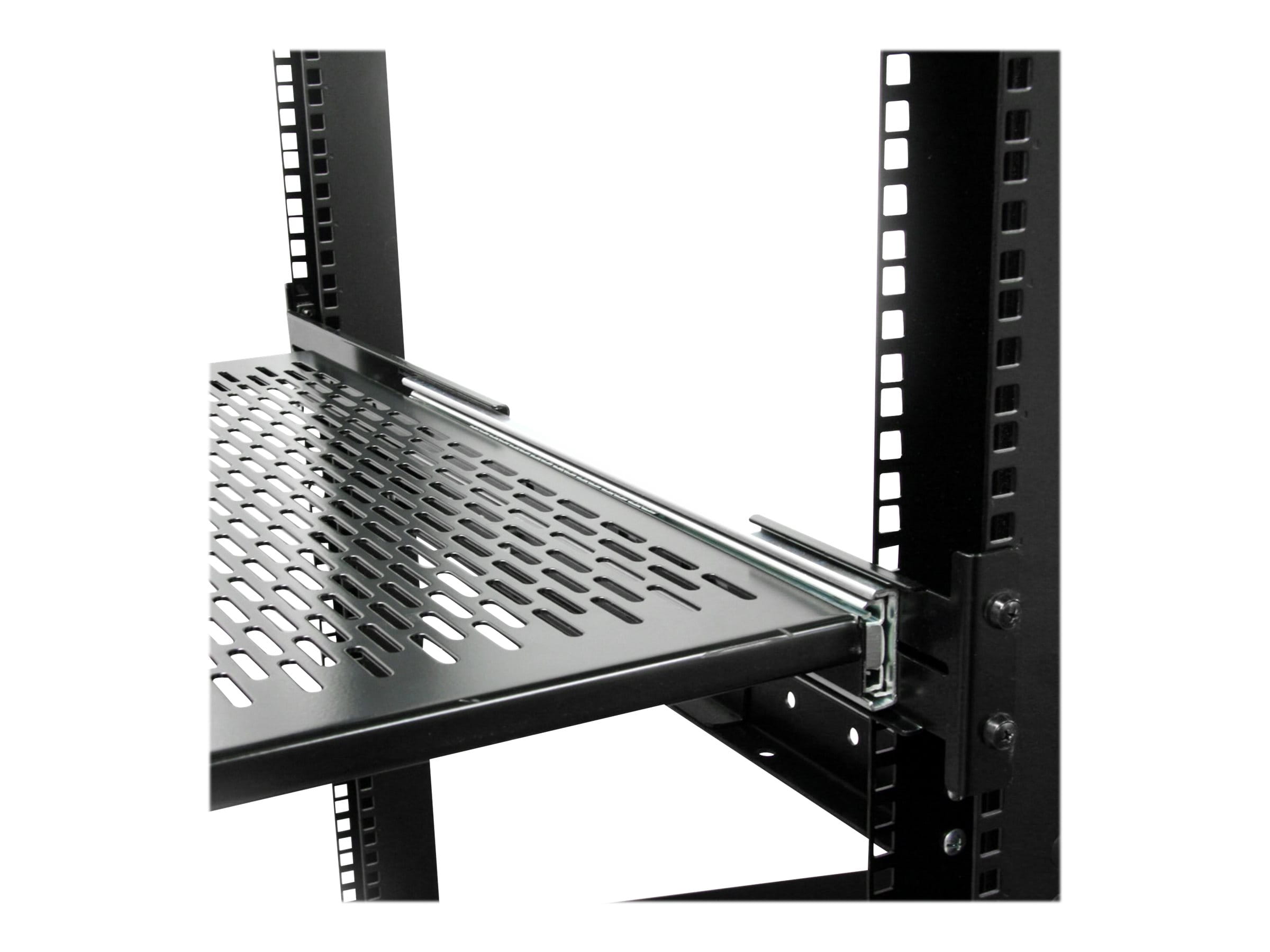 StarTech.com 2HE ausziehbarer Rack-Fachboden belüftet - 22.7kg - 19 Serverschrank Rack-Shelf - Schwarz - Rack - Regal - 1U - 48.3 cm (19")