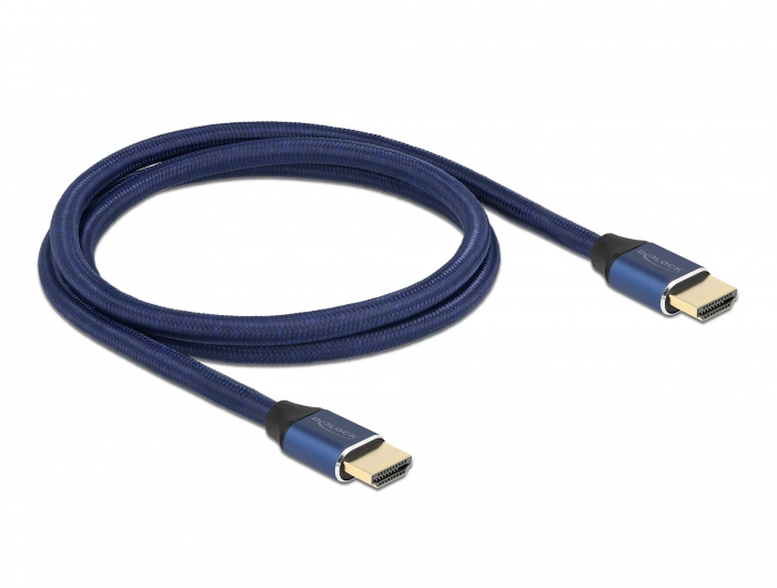 Delock Ultra High Speed - HDMI-Kabel - HDMI männlich zu HDMI männlich - 1 m - Dreifachisolierung - Blau - hauchvergoldete Kontakte, unterstützt 8K 60 Hz (7680 x 4320)