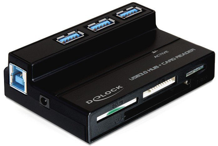 Delock USB 3.0 Card Reader All in 1 + 3 Port USB 3.0 Hub - Kartenleser - All-in-one (Multi-Format)