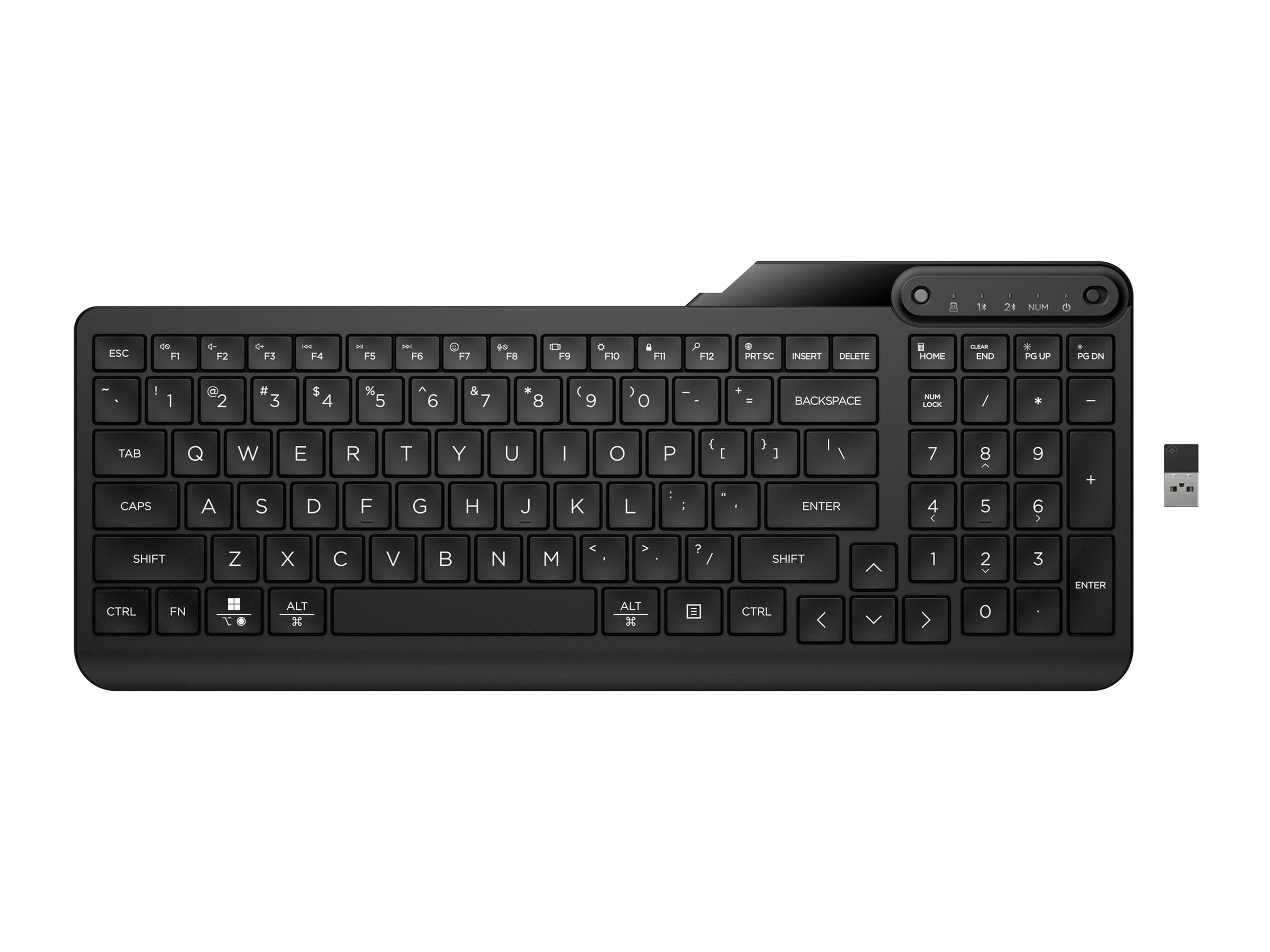 HP 475 - Tastatur - Dual-Mode, Multi-Device, kompakt, 2-Zonen-Layout, geringer Tastenhub, 12 programmierbare Tasten