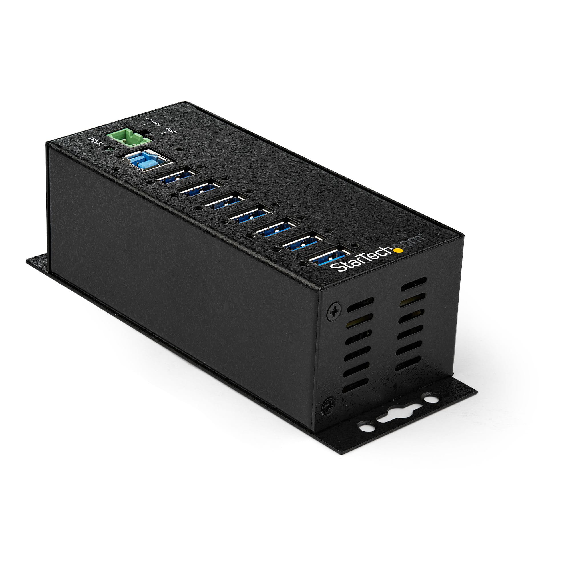 StarTech.com HB30A7AME USB 3.0 Hub (7-Port, Din-Rail,  Industrielle Anwendung, externes Netzteil, Uberspannungsschutz, ESD, 350 W, 15 kV)