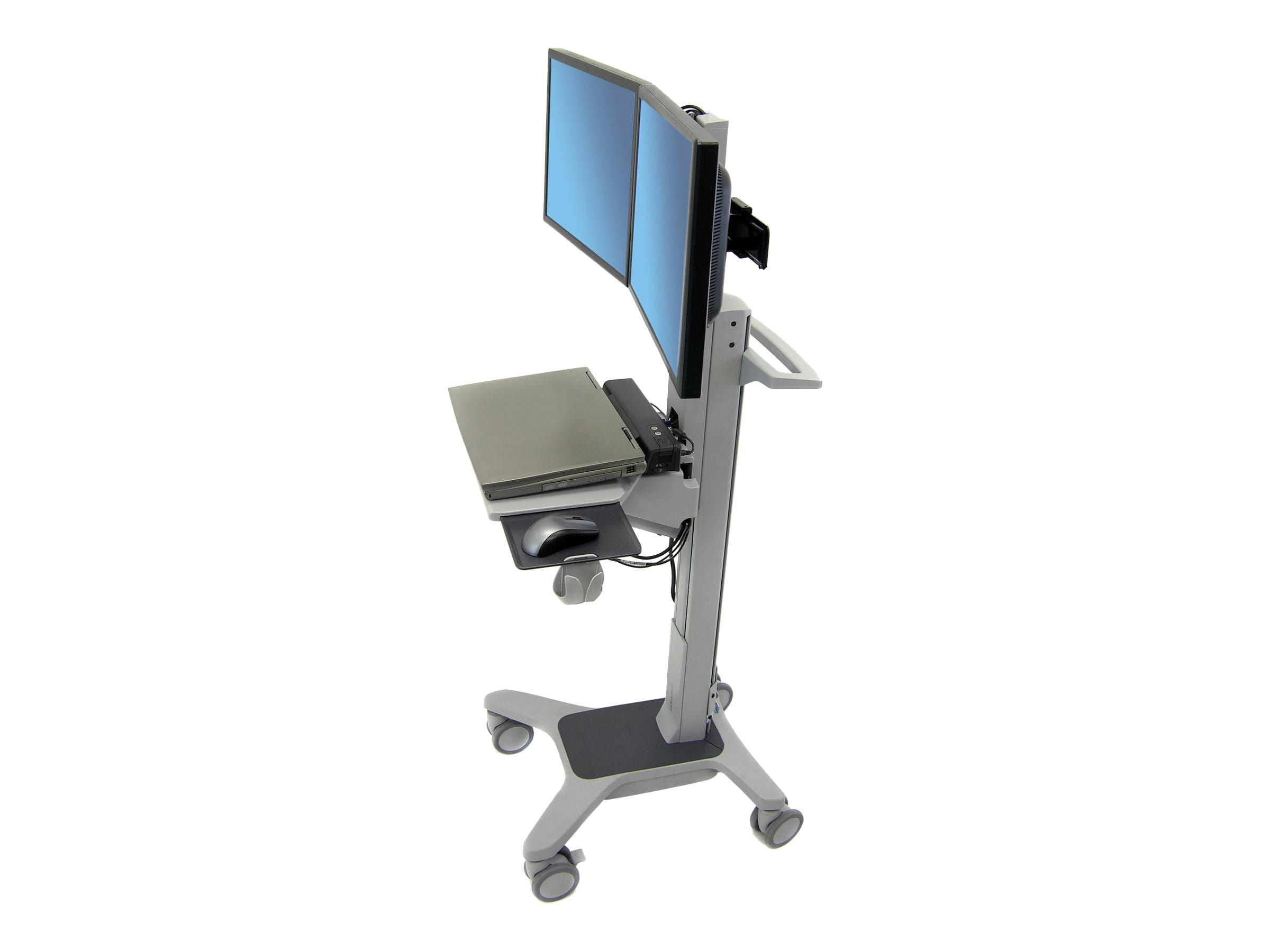 Ergotron Neo-Flex WideView WorkSpace - Wagen - Konstante Krafttechnologie - für 2 LCD-Displays / PC-Ausrüstung - dual - Aluminium, pulverbeschichteter Stahl, hochwertiger Kunststoff - Zweistufiges Grau - Bildschirmgröße: bis zu 55,9 cm (bis zu 22 Zol