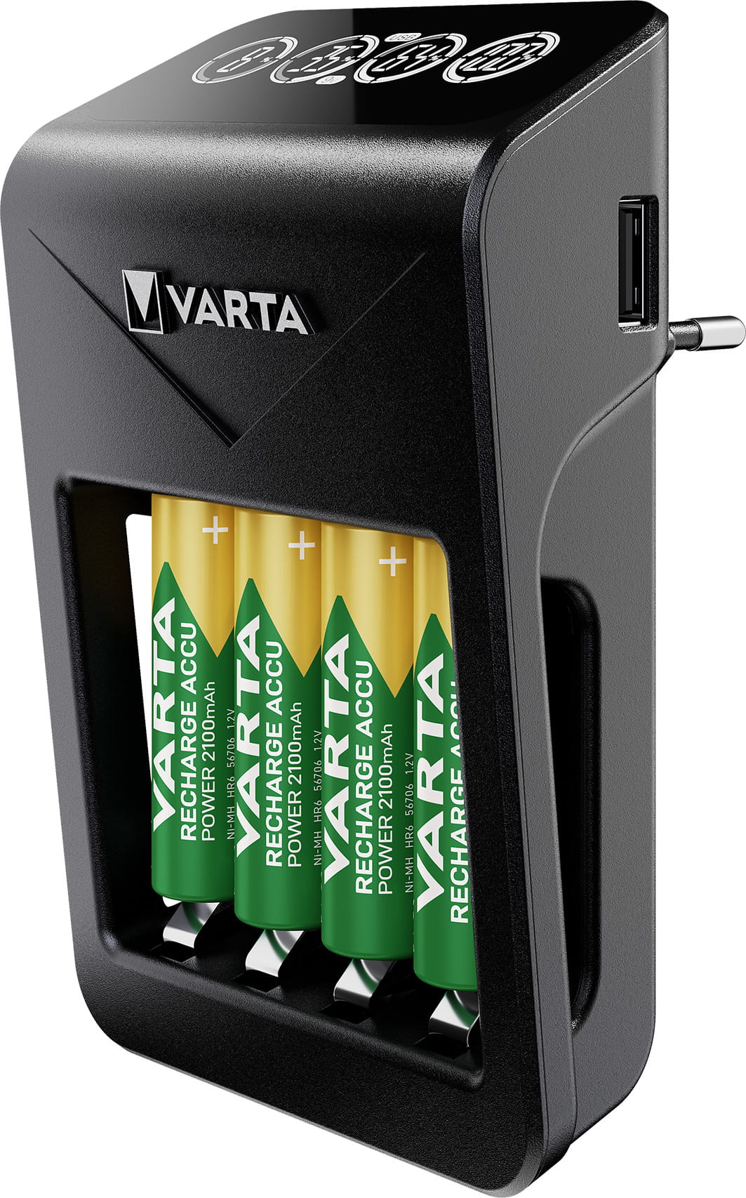 Varta LCD Plug Charger+ - 4 Std. Batterieladegerät / Stromadapter - (für 4xAA/AAA, 1x9V)