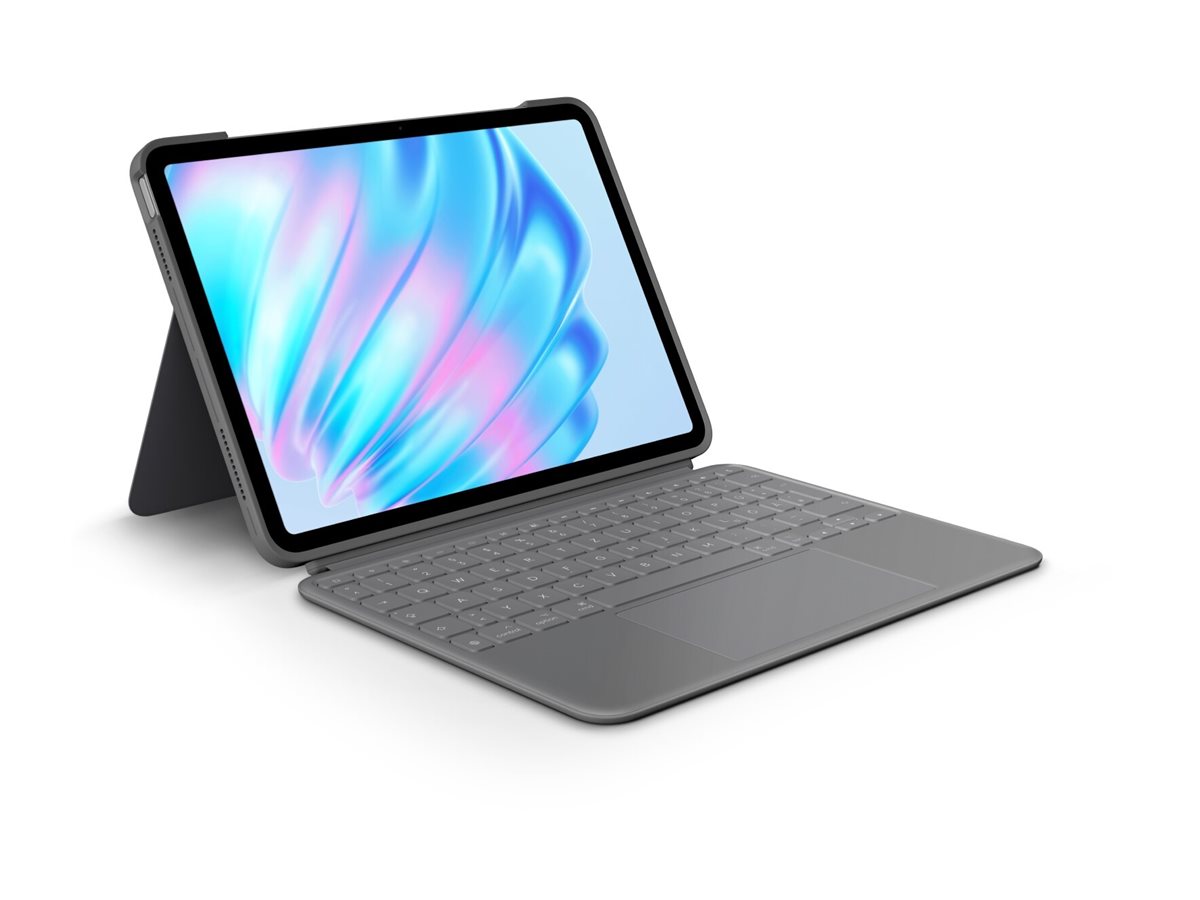 Logitech Combo Touch - Tastatur und Foliohülle - mit Trackpad - hintergrundbeleuchtet - Apple Smart connector - AZERTY - Französisch - Oxford Gray - für Apple 13-inch iPad Air (M2, M3)