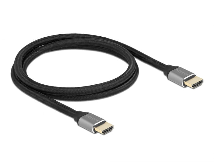 Delock Ultra High Speed - HDMI-Kabel - HDMI männlich zu HDMI männlich - 1 m - Dreifachisolierung - Grau - hauchvergoldete Kontakte, unterstützt 8K 60 Hz (7680 x 4320)