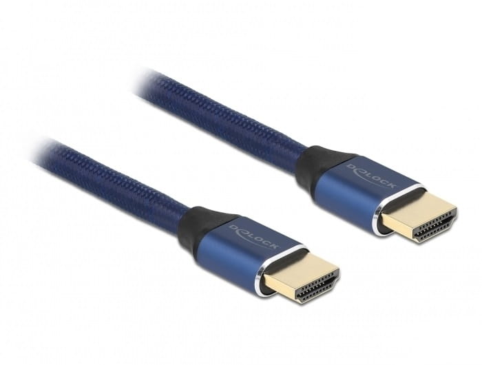 Delock Ultra High Speed - HDMI-Kabel - HDMI männlich zu HDMI männlich - 1 m - Dreifachisolierung - Blau - hauchvergoldete Kontakte, unterstützt 8K 60 Hz (7680 x 4320)