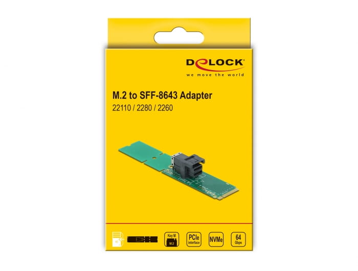 Delock Adapter M.2 Key M to SFF-8643 NVMe 22110 / 2280 / 2260